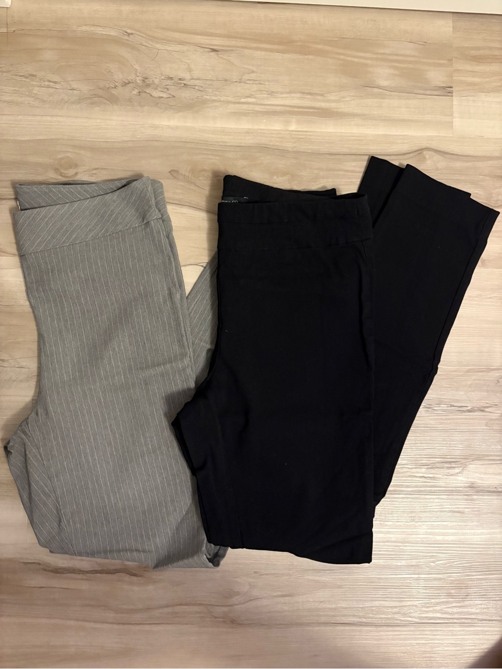 RW&CO. Black and Light Gray Pinstripe Women's Pants - 2 Pack